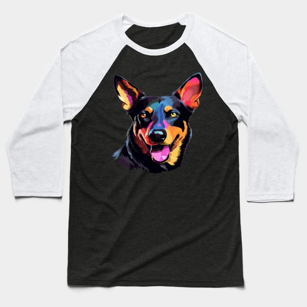 Australian Kelpie Smiling Baseball T-Shirt by JH Mart